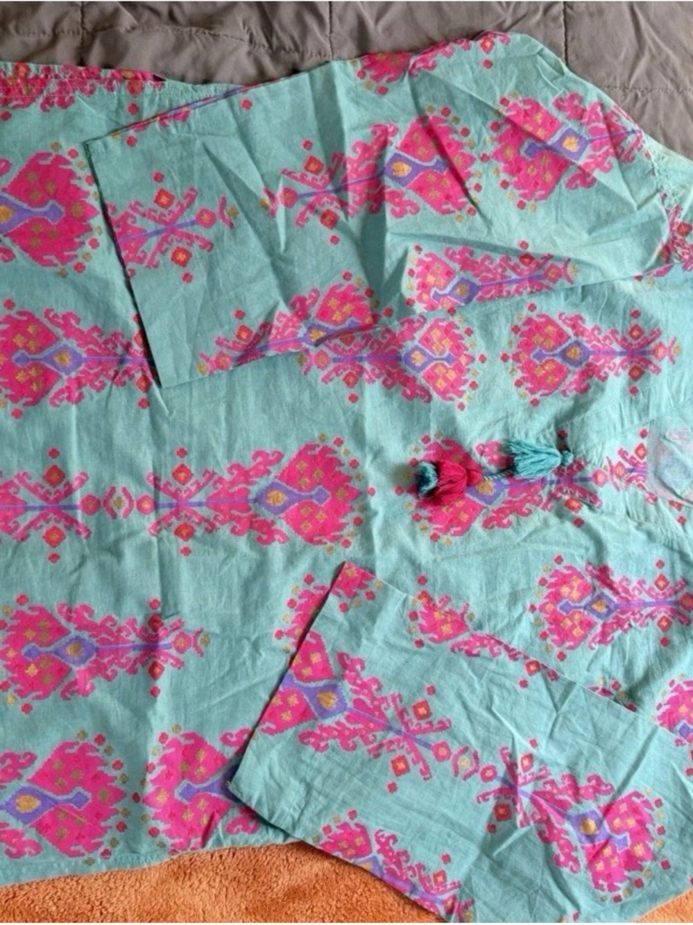 Aqua Pink Patterned Tunic Top